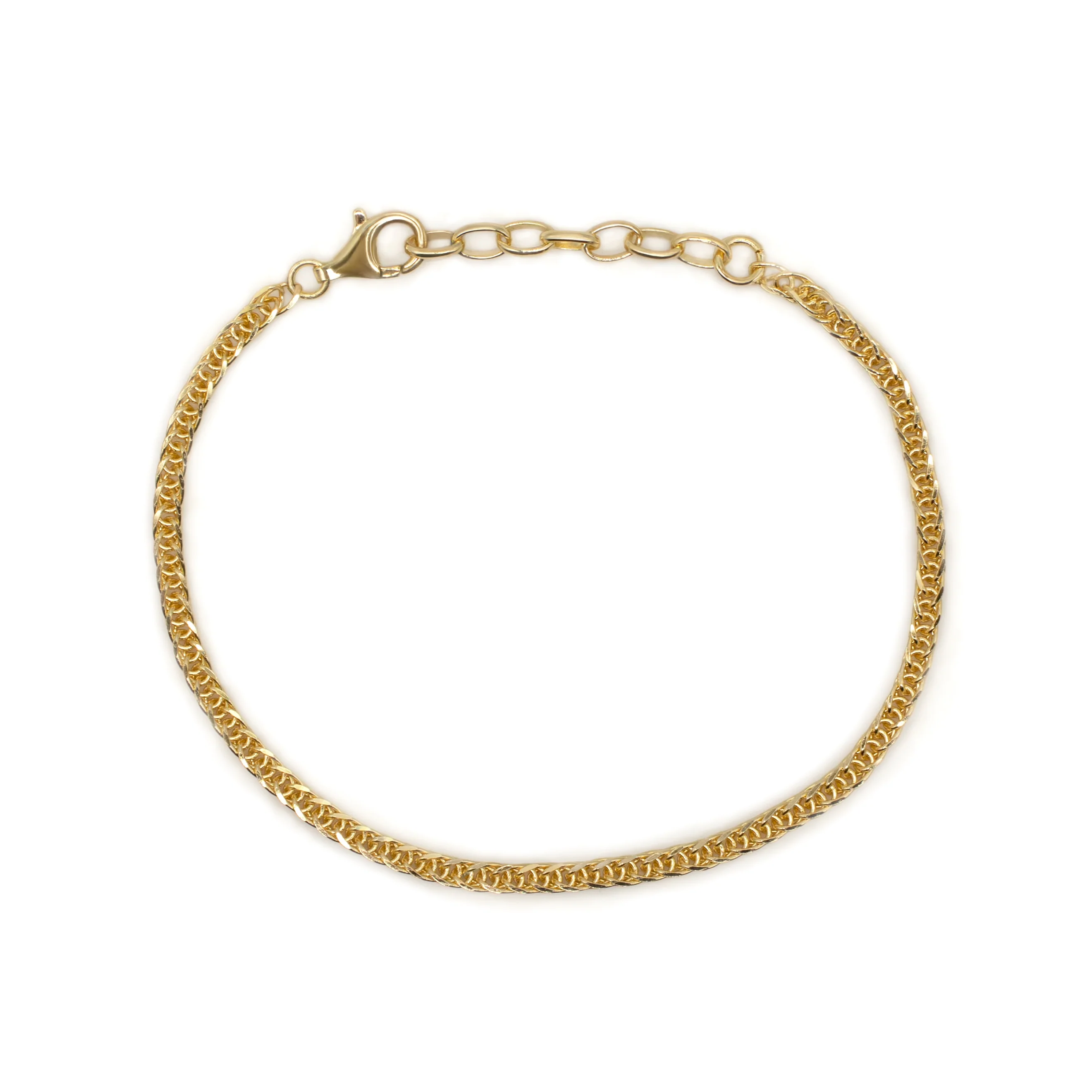 Gold 2.6mm Square Spiga Bracelet - Image 4