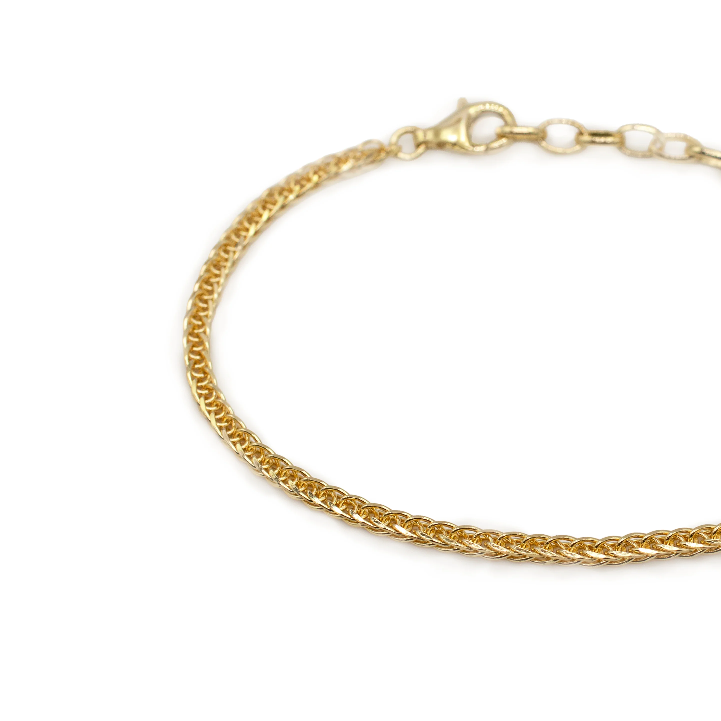 Gold 2.6mm Square Spiga Bracelet - Image 5