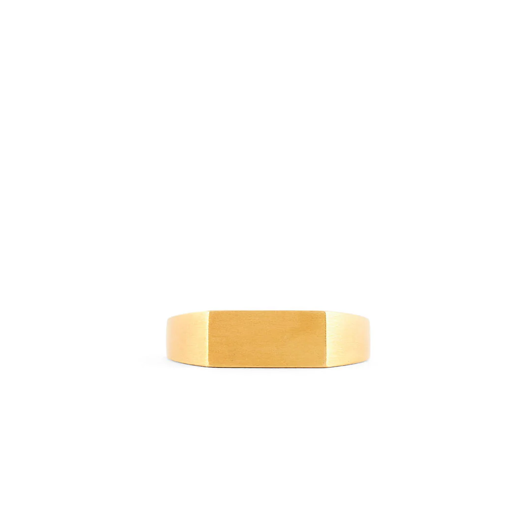 Gold Brushed Rectangle Ring - Image 3