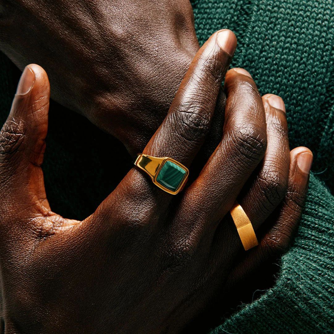 Gold Brushed Rectangle Ring - Image 4