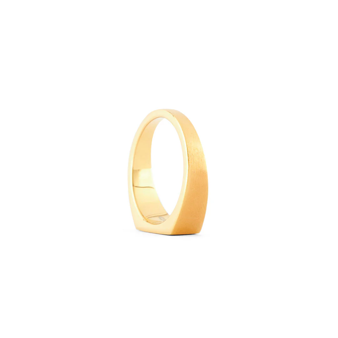 Gold Brushed Rectangle Ring - Image 8