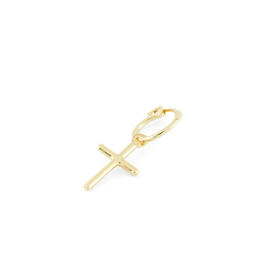 Gold Cross Pendant Earring - Image 3