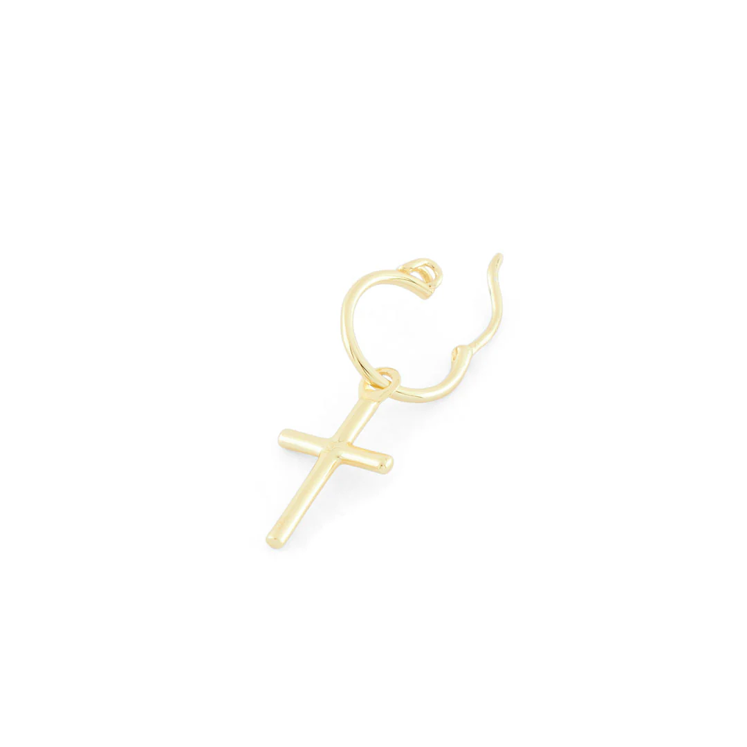 Gold Cross Pendant Earring - Image 5