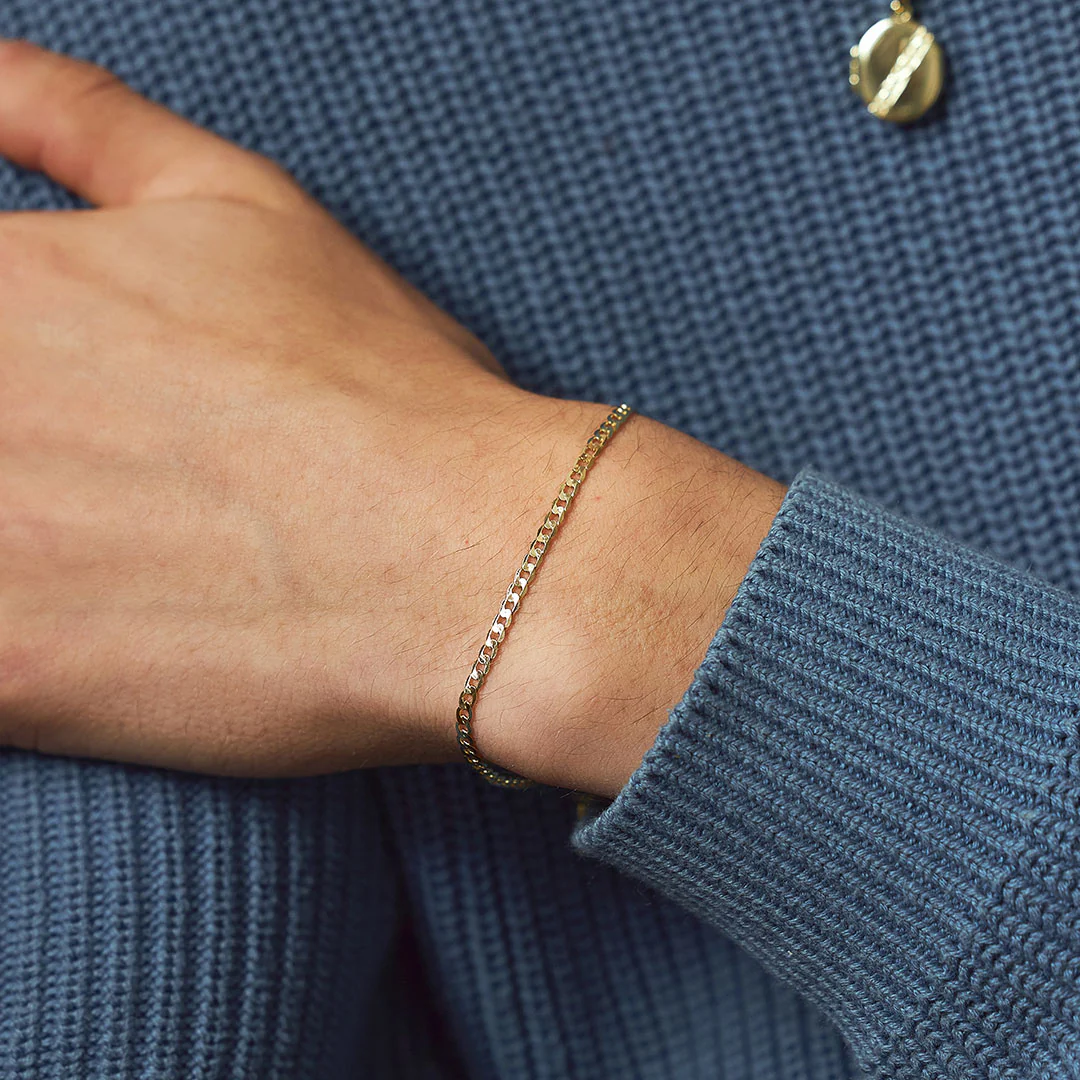 Gold Flat Cuban Chain Bracelet - Image 4