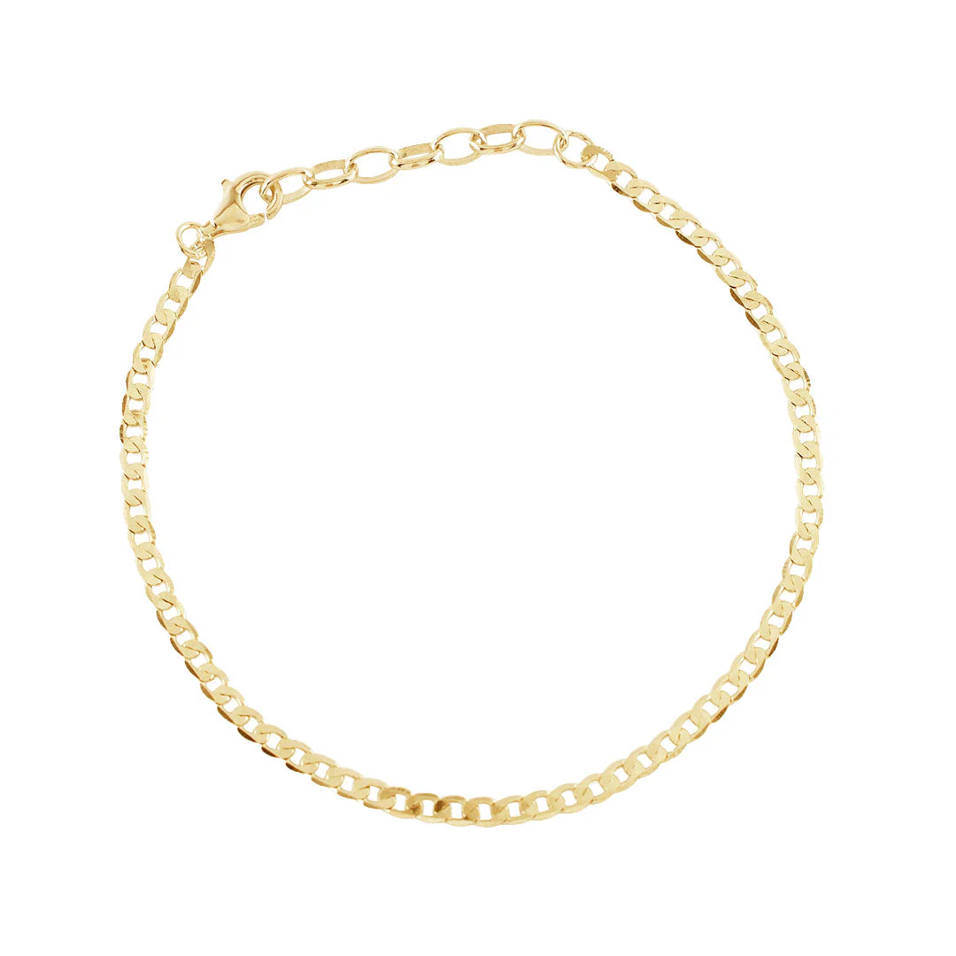 Gold Flat Cuban Chain Bracelet - Image 5