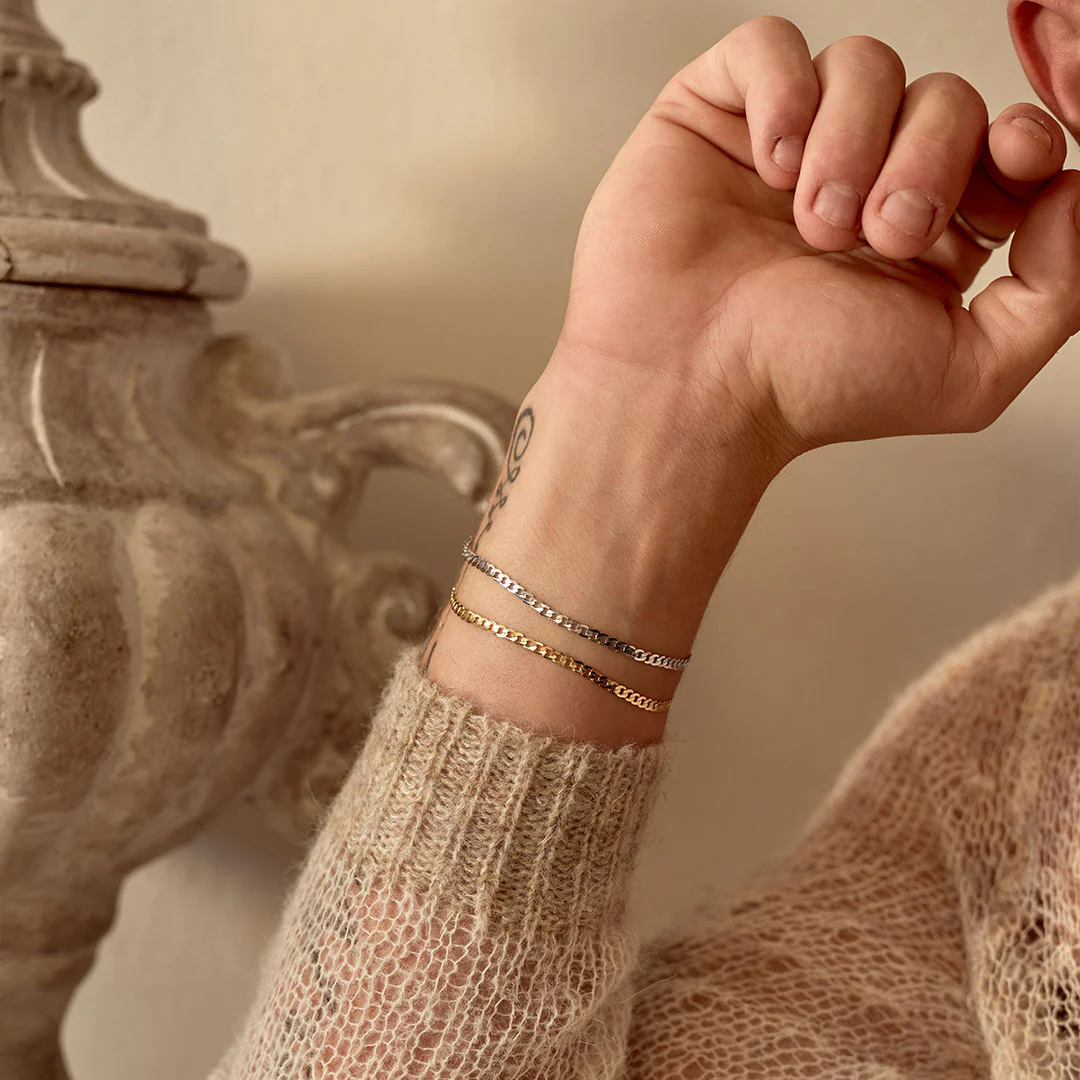 Gold Flat Cuban Chain Bracelet - Image 6