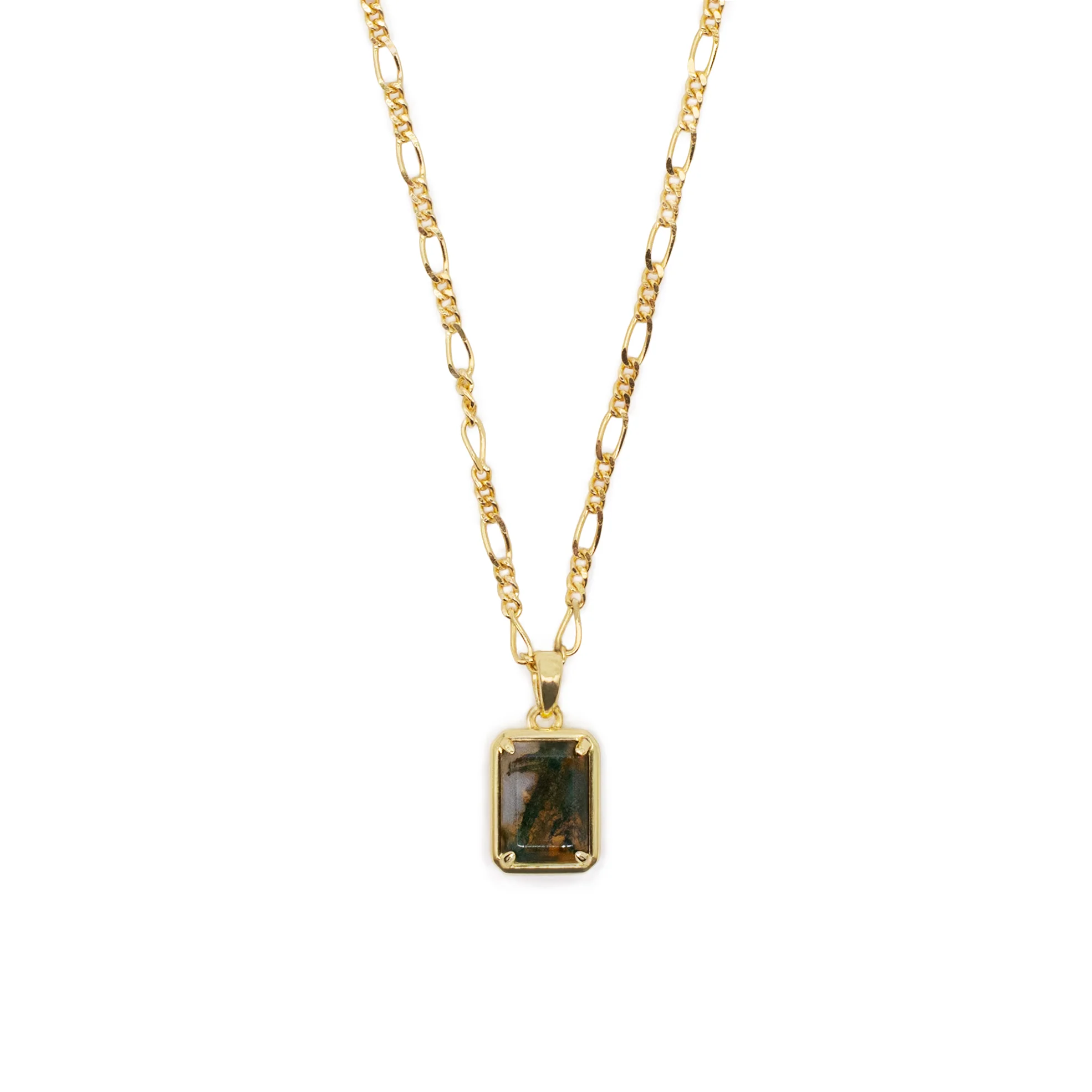 Gold Moss Agate Necklace - Image 3