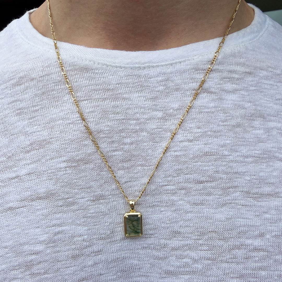 Gold Moss Agate Necklace - Image 4