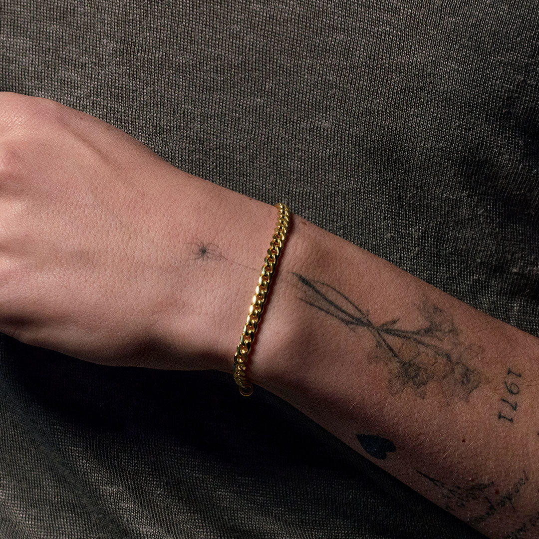 Gold 5mm Curb Bracelet - Image 4