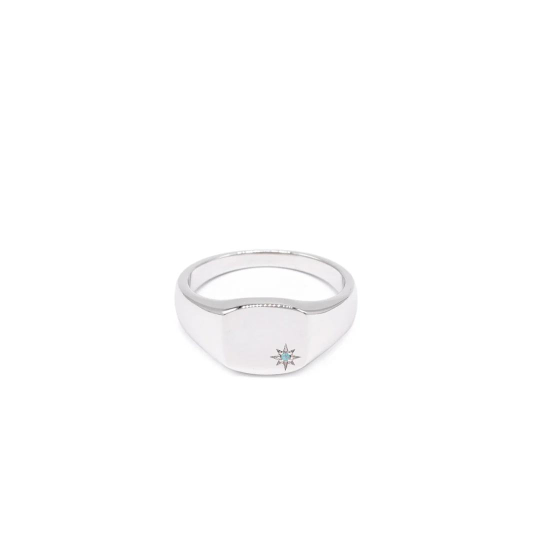 Silver Blue Topaz Birthstone Ring - Image 3