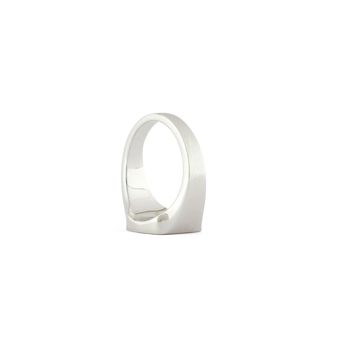 Silver Brushed Cushion Ring - Image 8