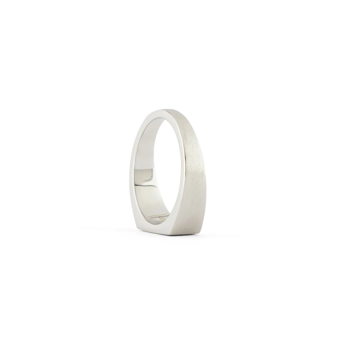 Silver Brushed Rectangle Ring - Image 8