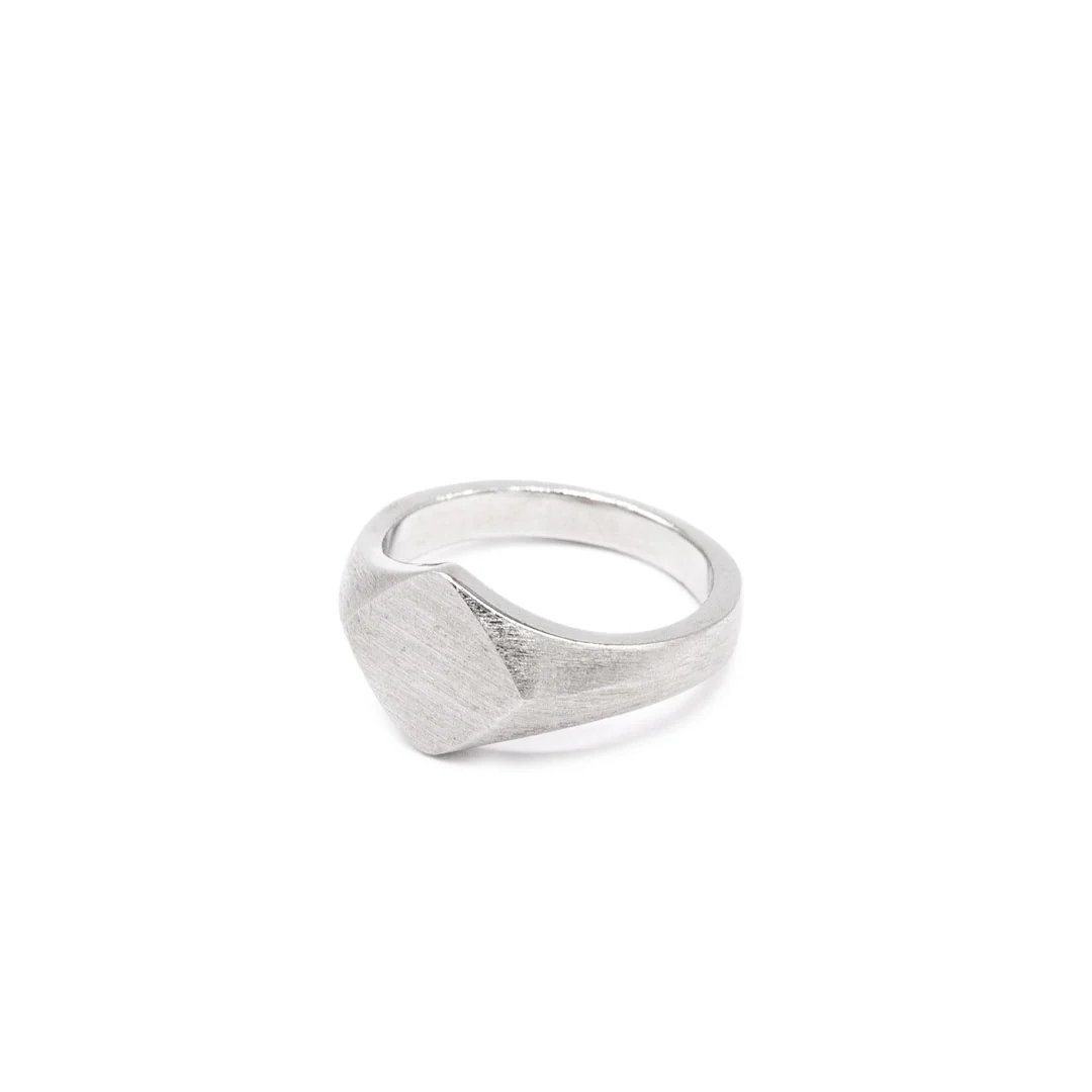Silver Brushed Rhombus Ring - Image 5