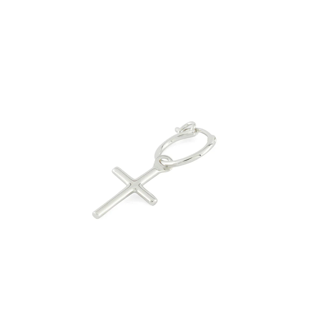 Silver Cross Pendant Earring - Image 3