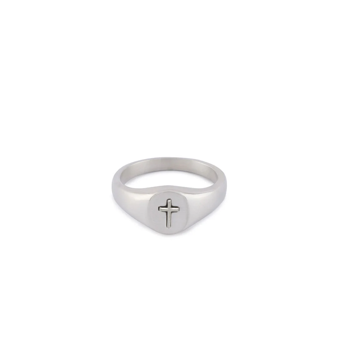 Silver Cross Signet Ring - Image 3