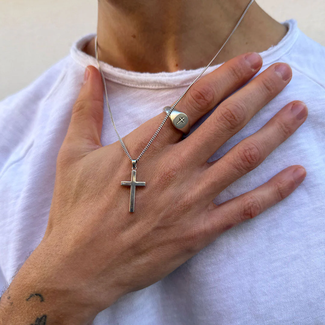 Silver Cross Signet Ring - Image 4