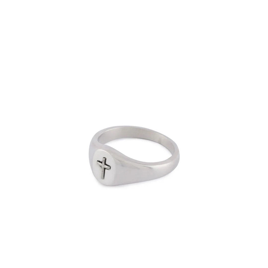 Silver Cross Signet Ring - Image 5