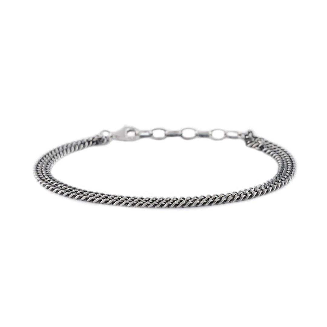 Silver Double Curb Bracelet - Image 3