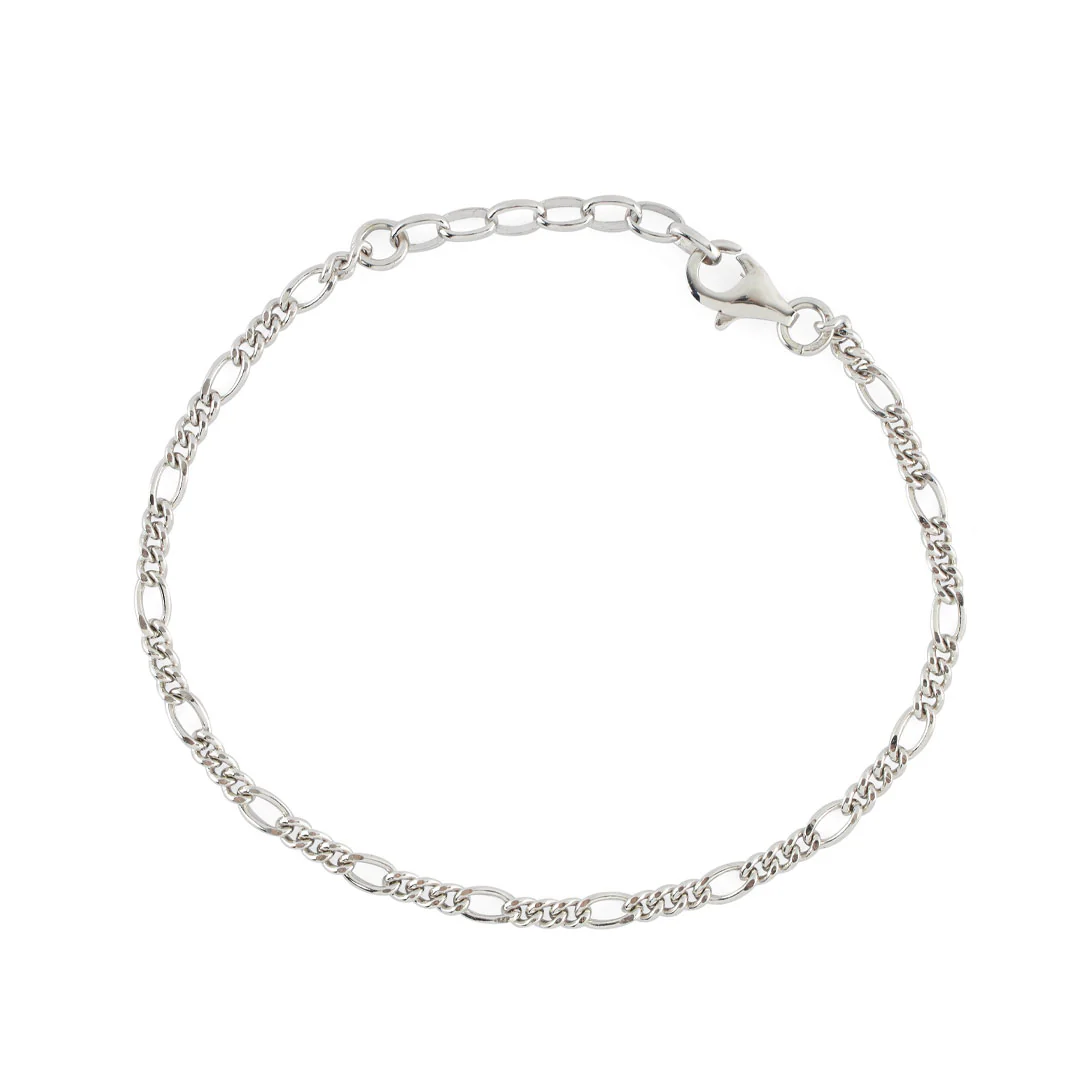 Silver Figaro Bracelet - Image 5