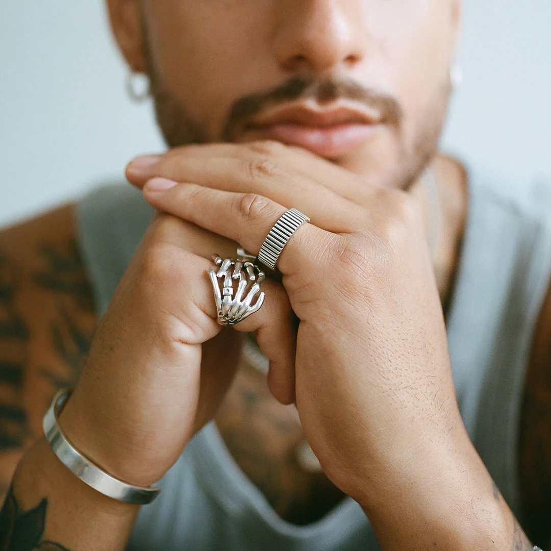 Silver Skeleton Hands Ring - Image 7