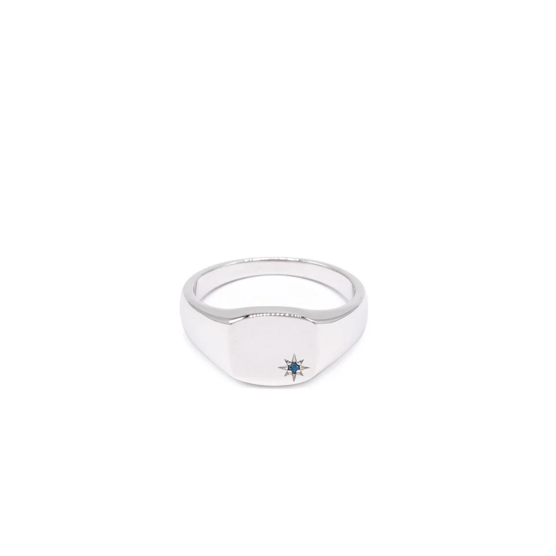 Silver Sapphire Birthstone Ring - Image 3