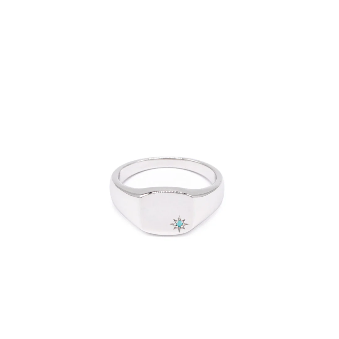 Silver Turquoise Birthstone Ring - Image 3