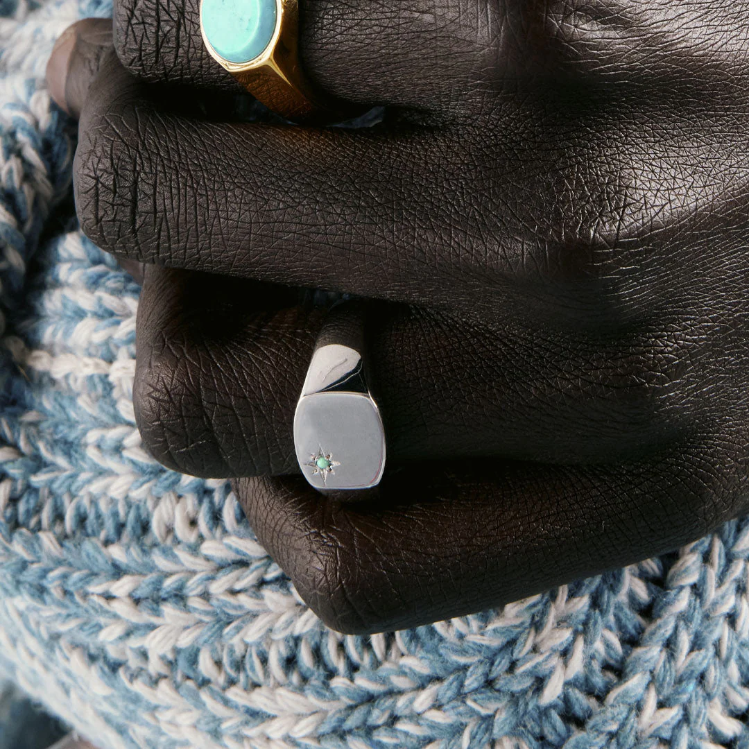 Silver Turquoise Birthstone Ring - Image 4