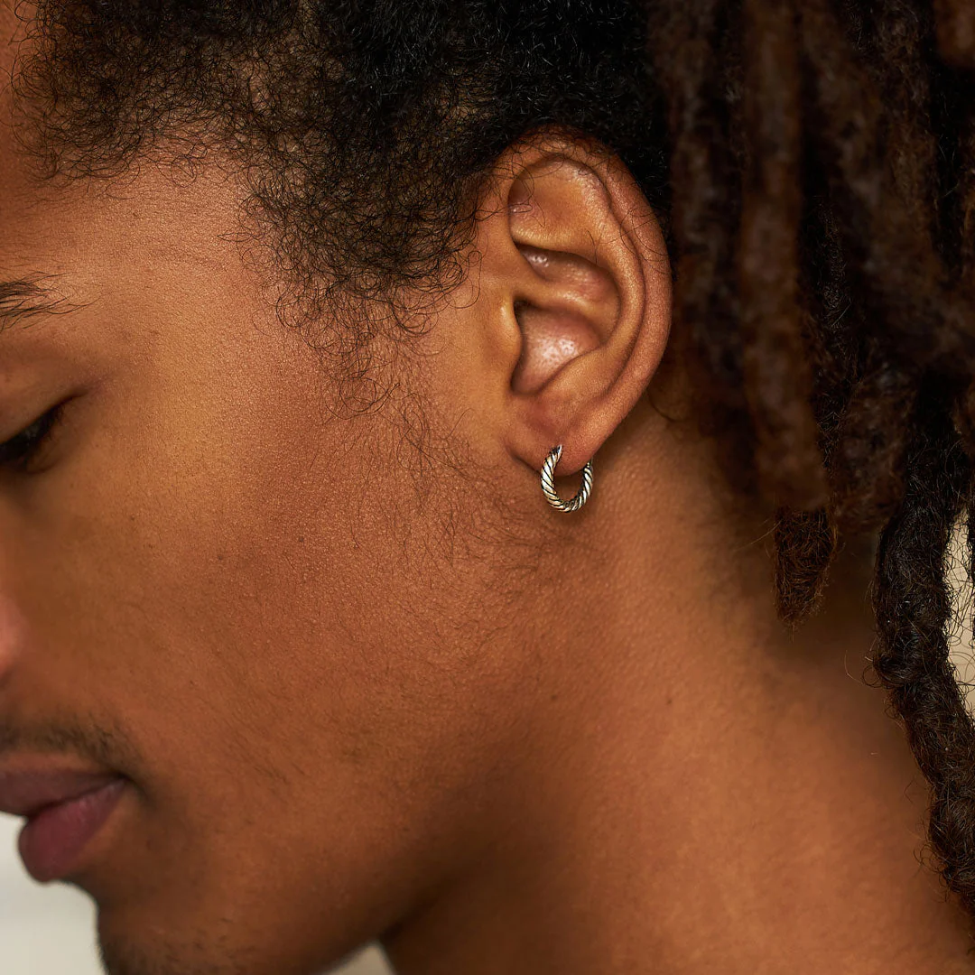 Silver Twist Hoop Earring - Image 7