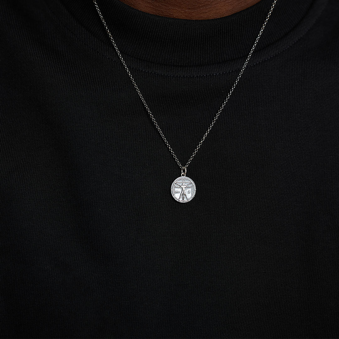 Silver Vitruvian Man Necklace - Image 6